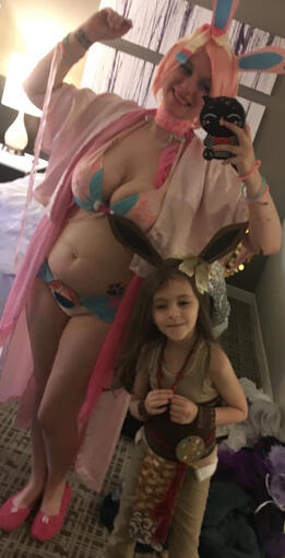 My children and I cosplayed as Sunset Dragon’s DND Eevee evolutions.